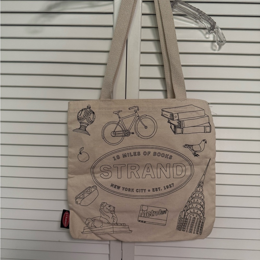 Illustrated Beige Tote Bag